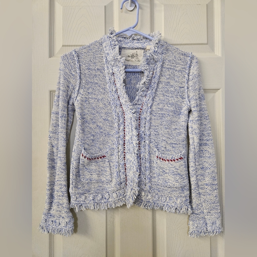 Angel of the North Blue & White Fringed Cardigan